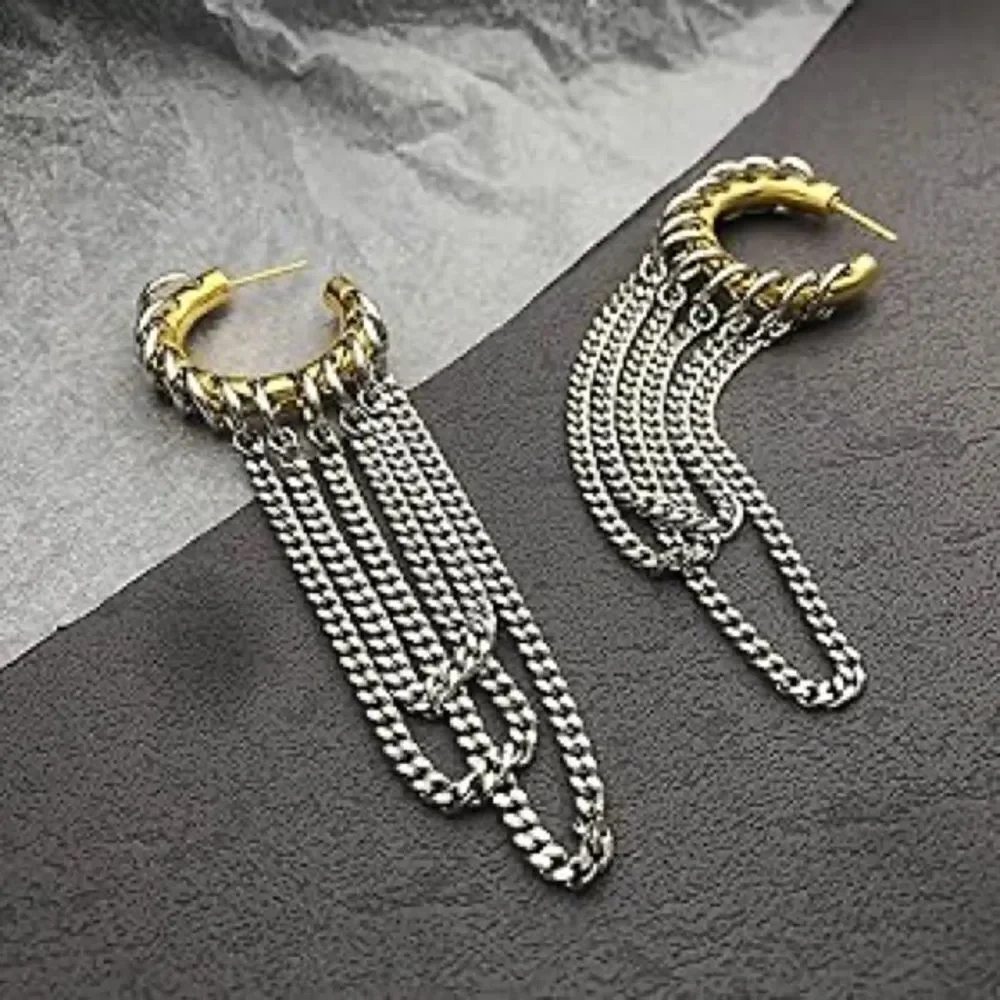 Industrial Chic: Multi-Layered Chain Hoops